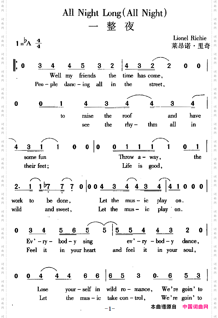 温馨提示:在《allnightlong一整夜allnight》简谱图片上点击鼠标右键