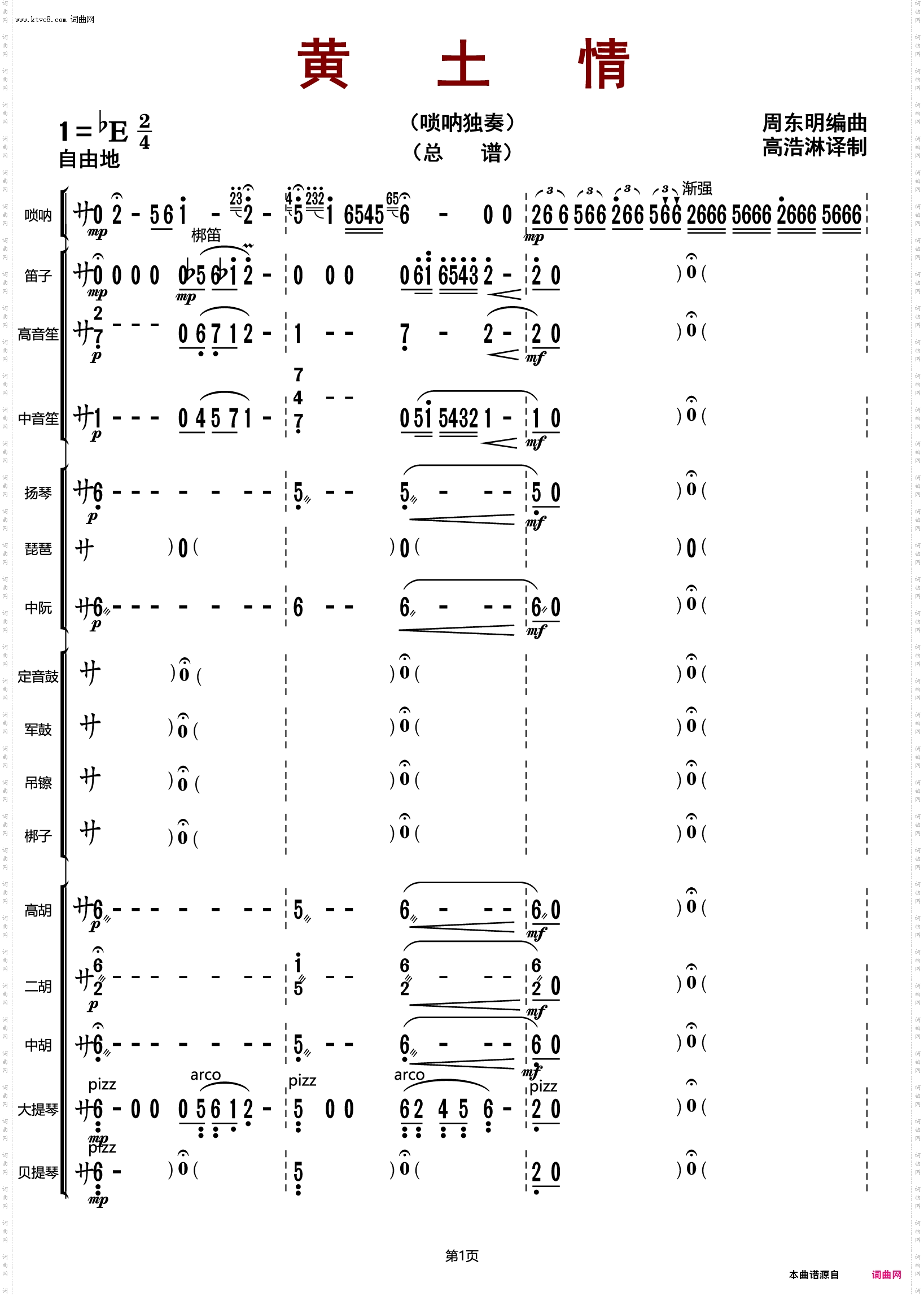 d唢呐黄土情简谱5图片